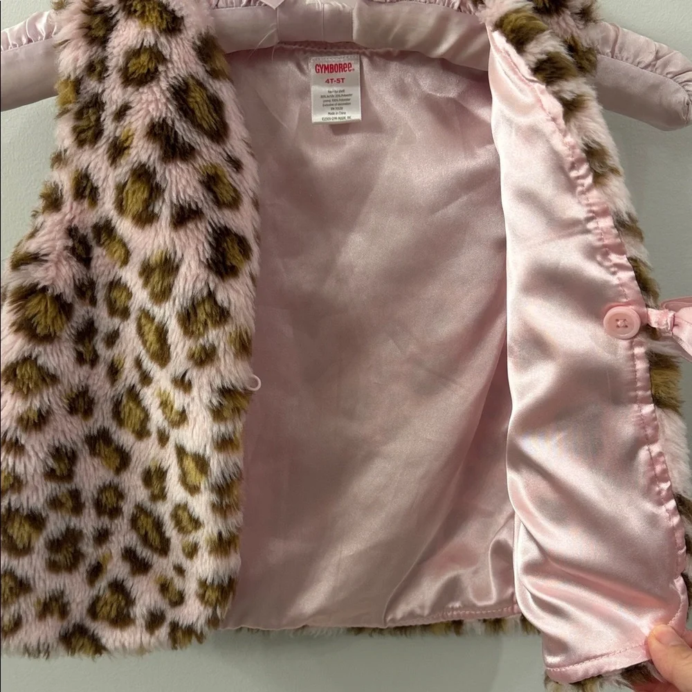 Gymboree Pink and Brown Faux Fur Kids Vest Size 4T-5T